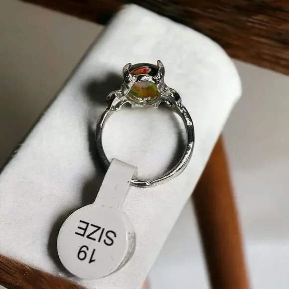 NWT Women’s Flowers Red Tumbled Stone Silver Steel Cute Ring Size 19/US10 - Picture 2 of 15